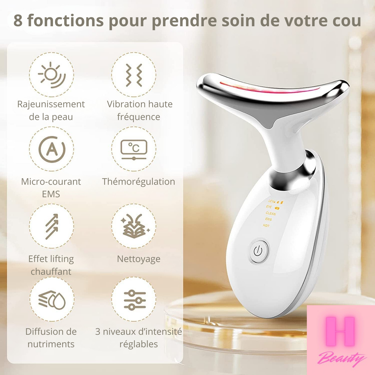 H Beauty - Appareil de Massage Raffermissant pour le Cou