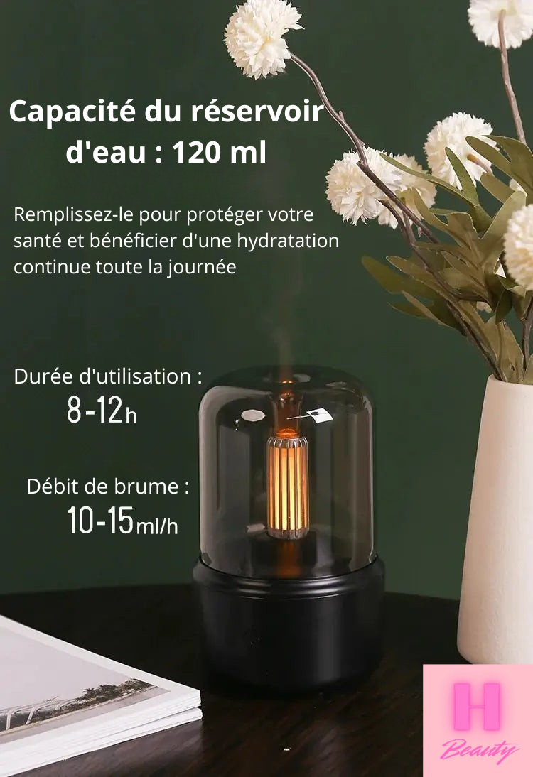 Diffuseur d’Huiles Essentielles avec Lumière Chandelle – H Beauty