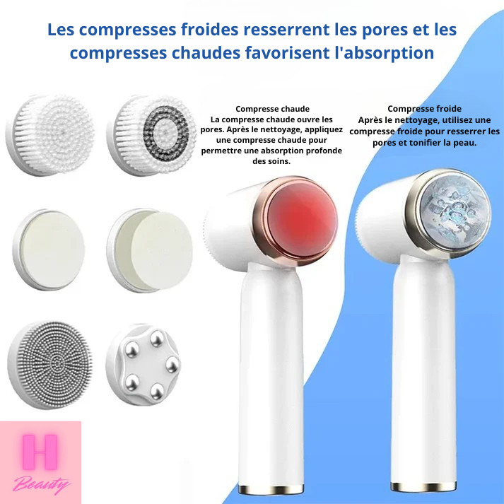 Découvrez l'innovation beauté avec la Brosse Nettoyante Visage 6 en 1 - H Beauty 🌟